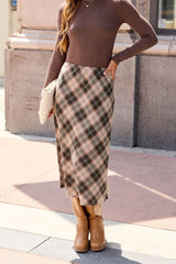 Hunter Plaid A-Line Midi Skirt - Green