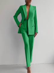 Scarlett | Women's Double Breasted Blazer & Slim Pants Suit Set