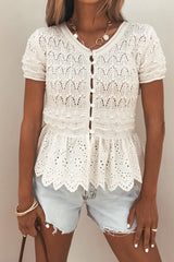 Ivory Crochet Peplum Top