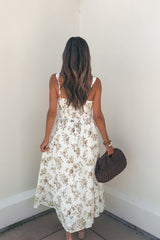 Jen Floral Corset Midi Dress - Cream