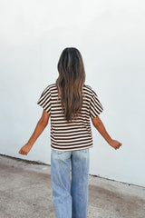 Joan Striped Knit Top - Brown