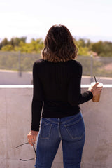 Juniper Black Ribbed Crewneck Top