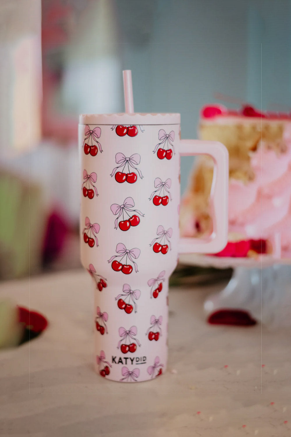 Cherry Bow 38oz Tumbler in Pink | KDC-TUMB-66-LPK