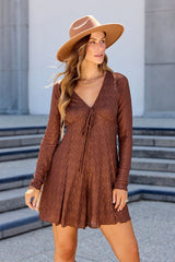 Lace Tie Romper - Brown