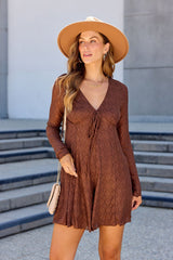 Lace Tie Romper - Brown