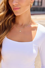 Layered Emerald Cut Necklace - Gold