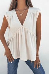 Lena's Carefree Afternoon Cream Babydoll Top
