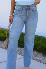 Light Wash Super High Rise Dad Jeans - FINAL SALE