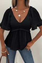 Lola Black Ruffled Babydoll Top
