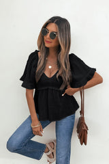 Lola Black Ruffled Babydoll Top