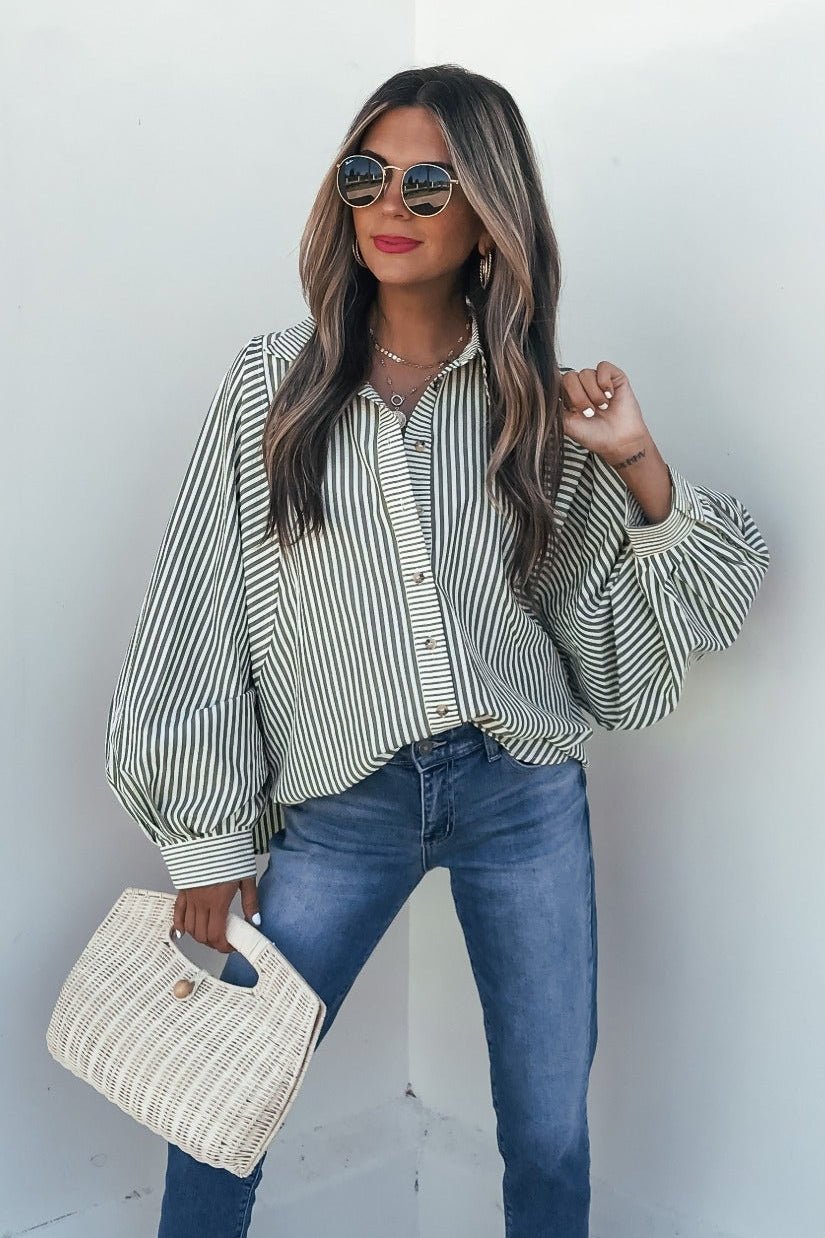 Loose Ends Striped Shirt - Olive
