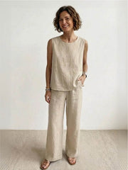 Olivia | Women's Sleeveless Tank Top and Wide-Leg Pants Set