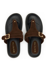 Eudora Thong Sandals Chocolate Faux Suede
